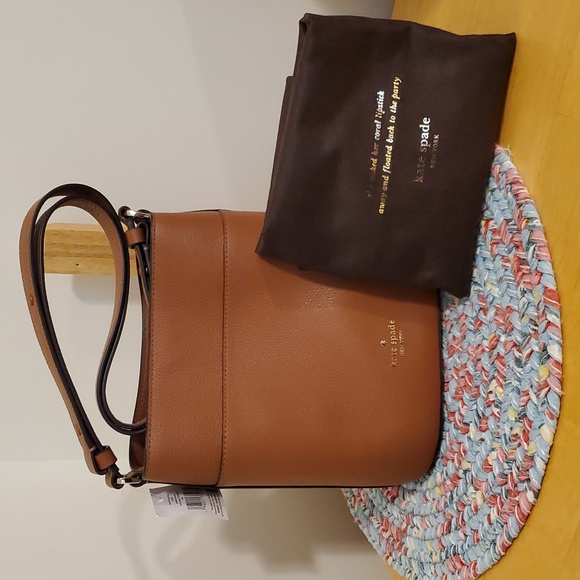 New Kate Spade Leila Warm Gingerbread Brown Leather Bucket Bag - Picture 1 of 10